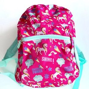 Fun Eye-Catching Unicorn Power Pink Turquoise Backpack